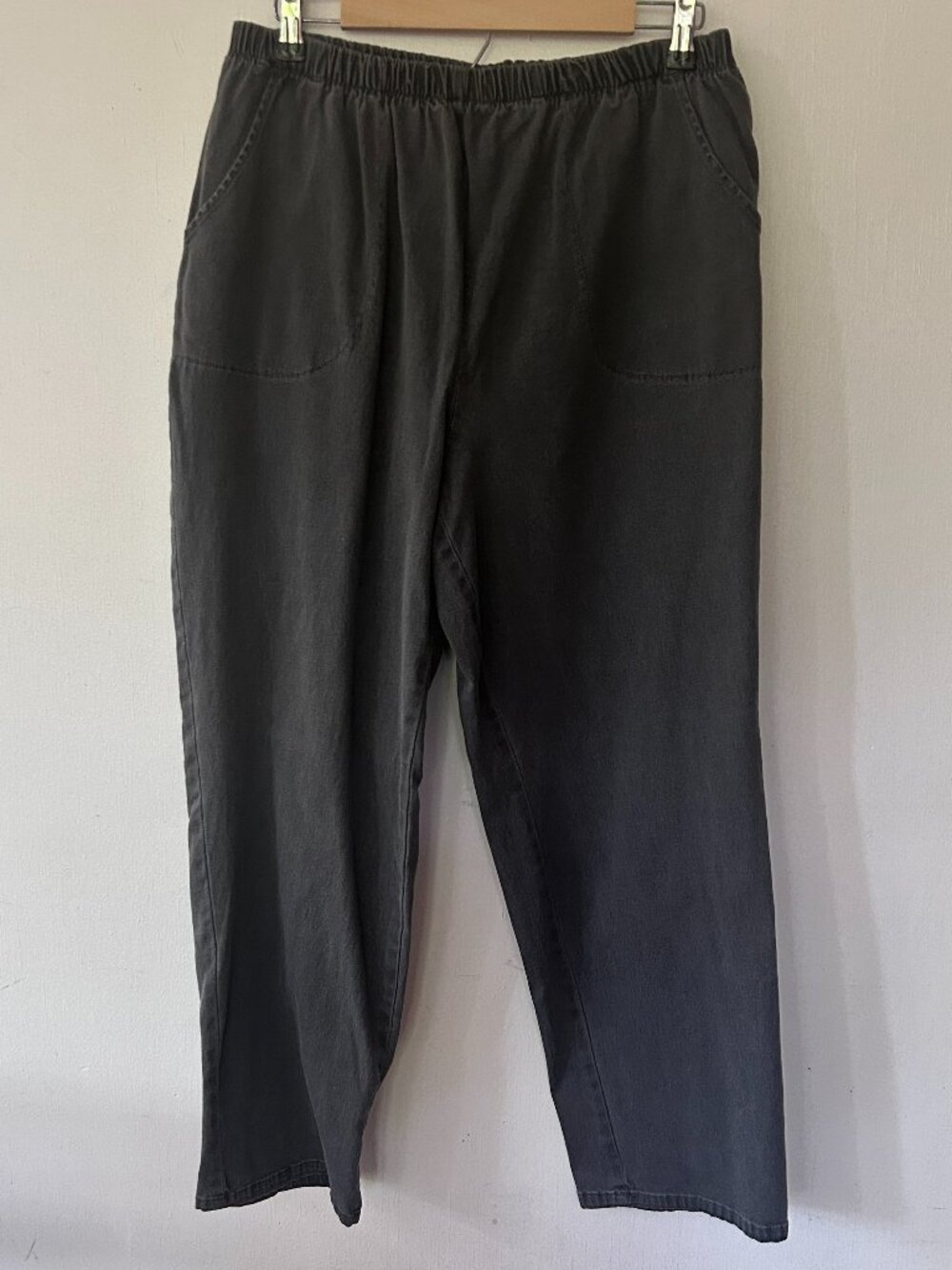 d&co Elastic‎ Waist Jeans Womens Large Gray Mom Jeans Pockets Straight Leg
